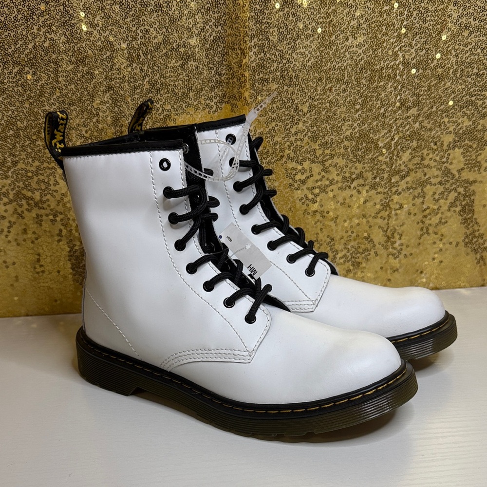 Dr. Martens White Leather Boots with Black Accents UNISEX!